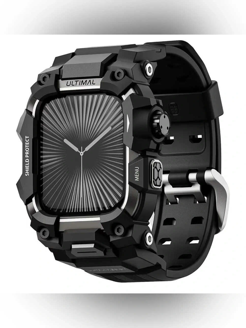 Rugged Smartwatch Band 46mm for Apple Series 11/10 BLACK Fits 6.3-9” wrist